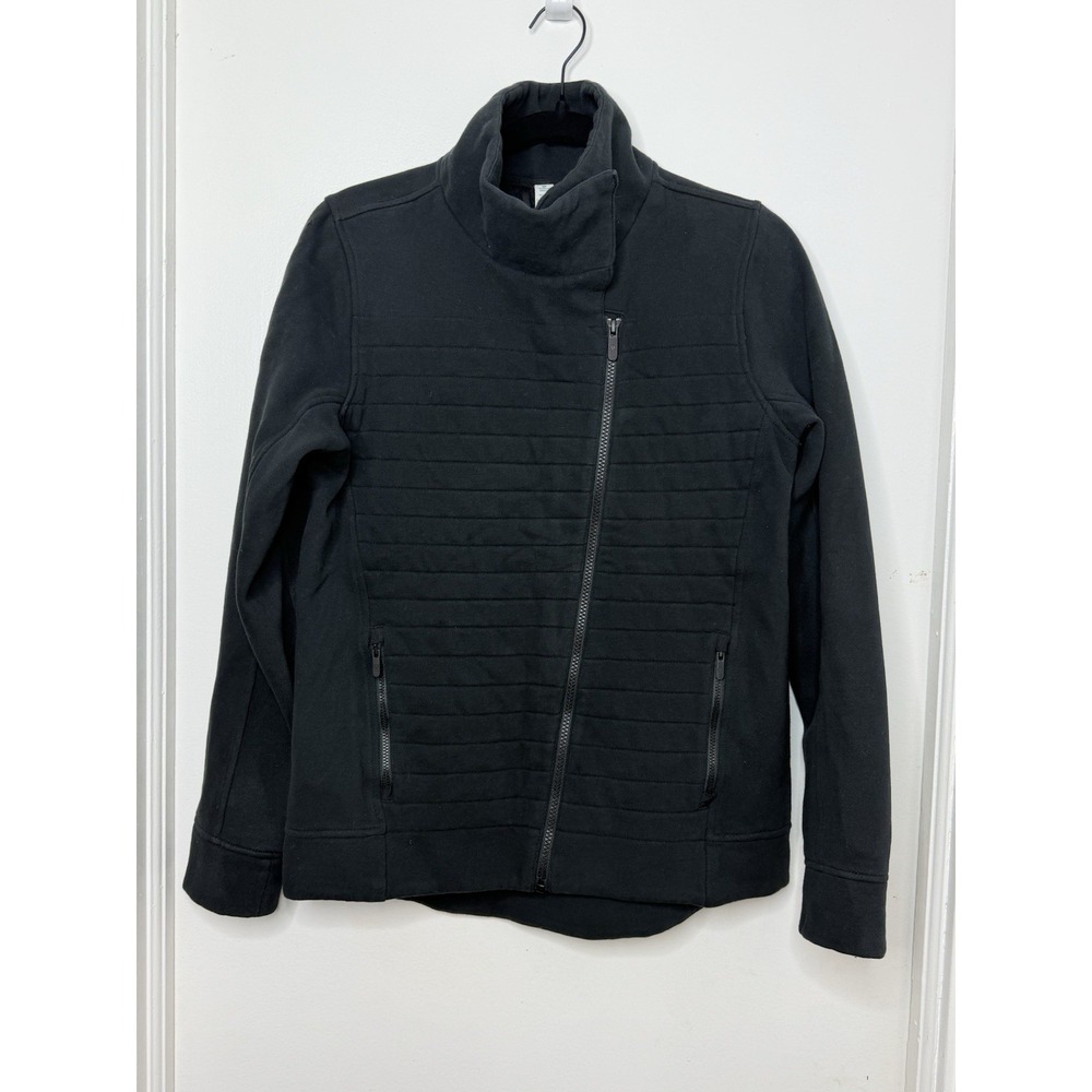 Lululemon Asymmetrical Zip Button Long Sleeve Stretch Jacket Women's Sz 6 Black